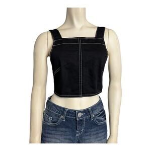 Weekday Women’s Size S Black Denim Crop Top Square Neck Streetwear